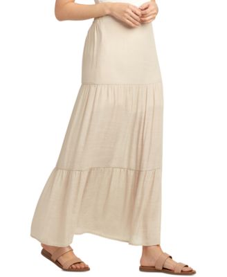 Solid Gauzy Texture Maxi Skirt