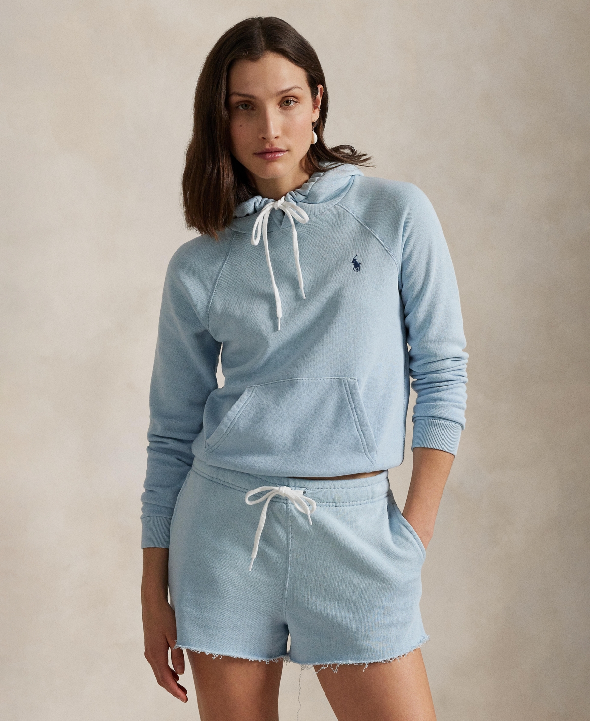 Polo Ralph Lauren Raglan Sleeve Crop Hoodie In Multi