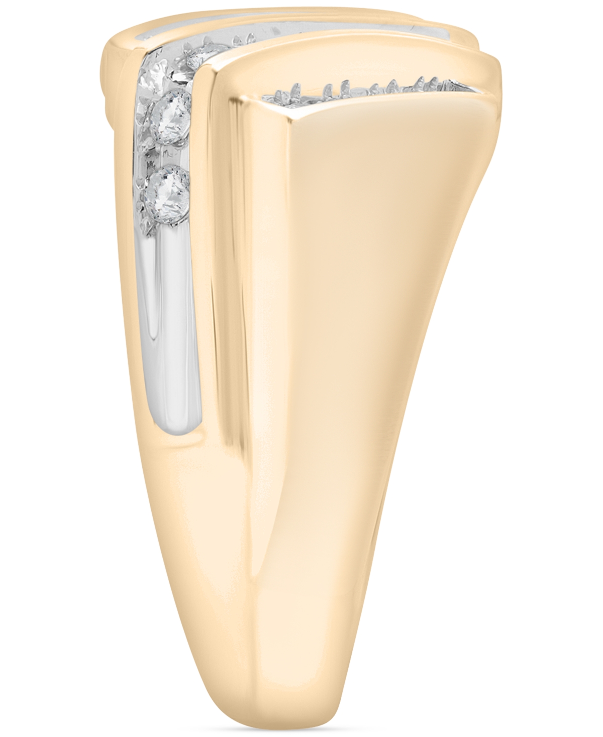 Macy's Men's Diamond Diagonal Multi-row Ring (1 Ct. T.w) In 10k Gold In Gold