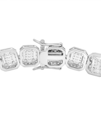 Men's Cubic Zirconia Cushion Bracelet in Sterling Silver