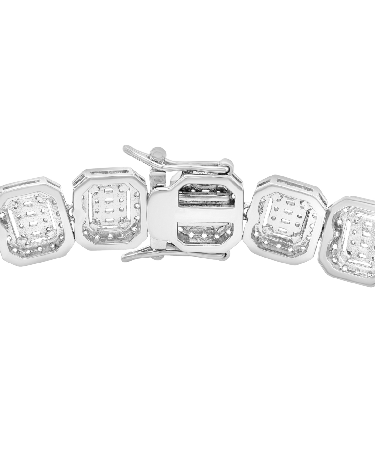Macy's Men's Cubic Zirconia Cushion Bracelet In Sterling Silver In Silver