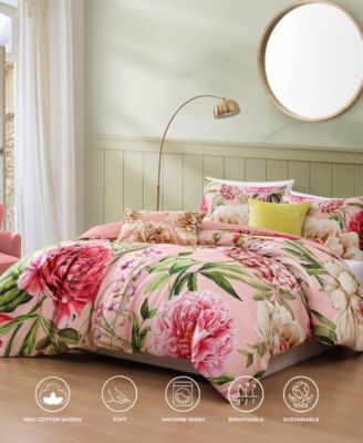 Spring Forever Bedding Cotton Sateen Reversible 5 Piece Comforter Set, Queen Size