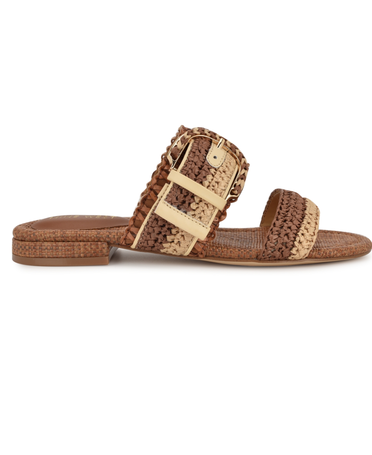 Shop Nine West Women's Sameey Woven Slip-on Flat Sandals In Brown,natural