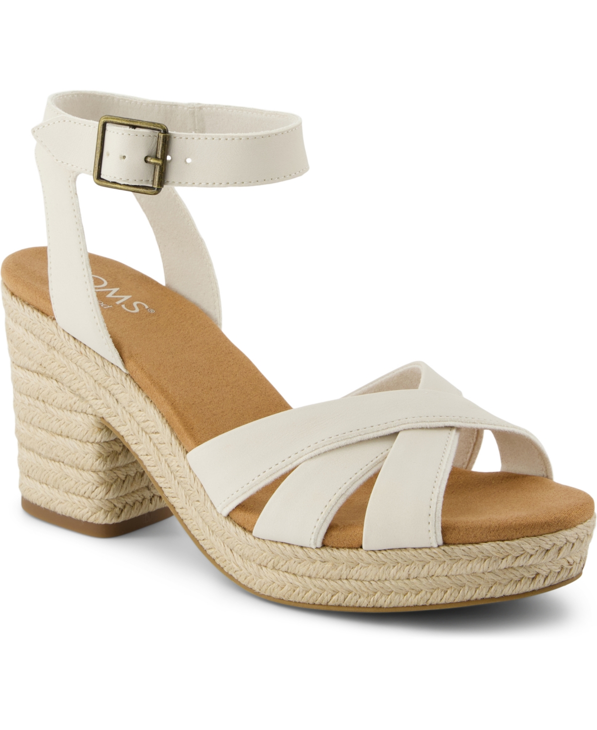 Toms Majorca Ankle Strap Platform Sandal In Light Sand Leather