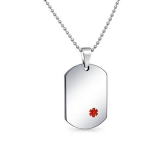 Bling Jewelry Medical ID Dog Tag Steel Pendant Necklace 20" Chain - Macy's