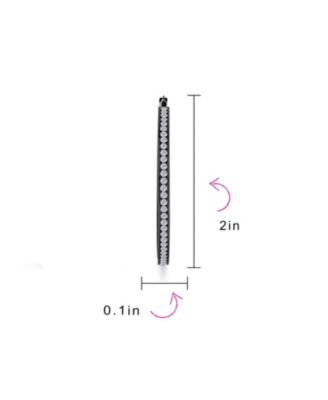 Round Channel Set CZ Hoop Earrings Silver Gold Tone Black Stainless Steel 2" Diameter