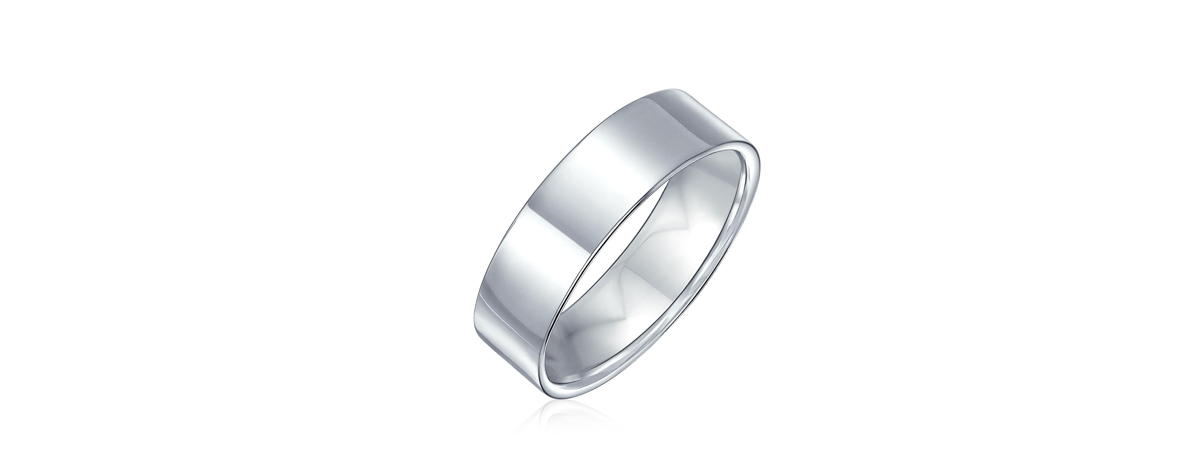 Bling Jewelry Minimalist Plain Simple .925 Sterling Silver Flat Band Ring 6MM