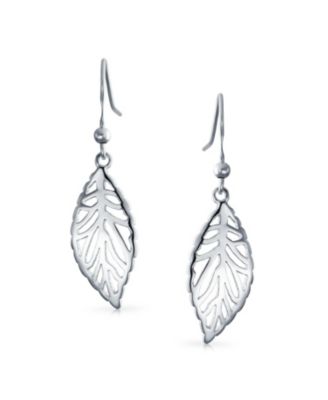 Filigree Leaf Feather Dangle Earrings in Sterling Silver 1.5 Inch Western Jewelry