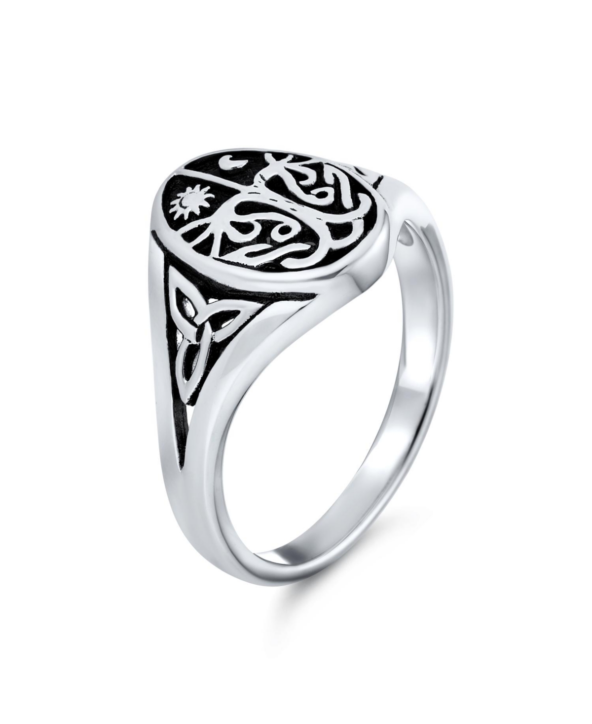 Bling Jewelry Celestial Celtic Sun Moon Tree Of Life Signet Silver Ring Antique Style Sterling
