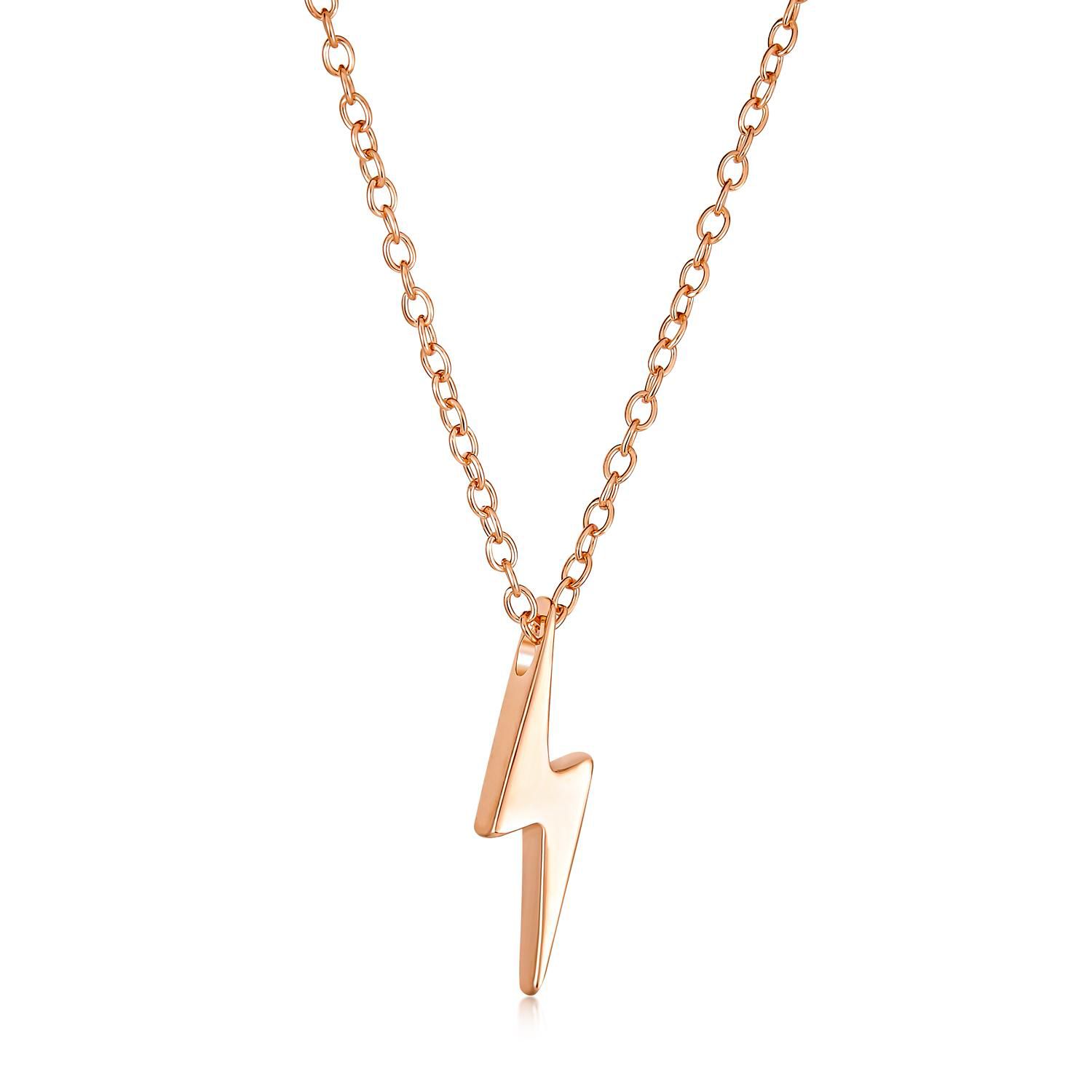 Tiny Lightning Bolt Pendant Necklace .925 Sterling Silver