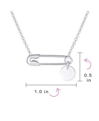 Script Alphabet A-Z Solidarity Pendant Necklace Sterling Silver Safety Pin Design