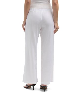 Women's Linen Smocked Wide Leg Pant