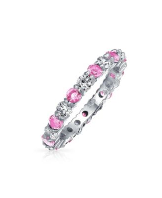 Bling Jewelry Alternating Two Tone Cubic Zirconia Stackable CZ Eternity Cocktail Statement Ring .925 Sterling Silver