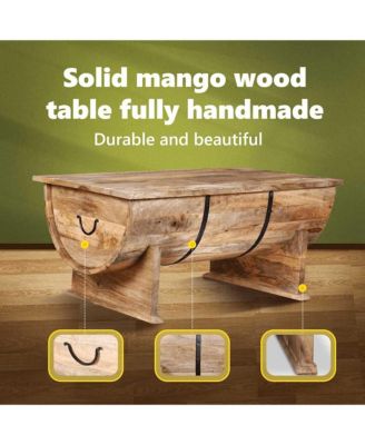 Coffee Table Solid Mango Wood 34.6"x19.7"x15.7"