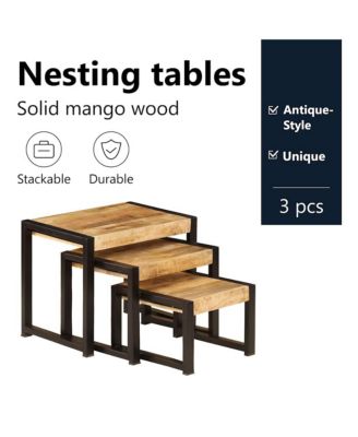 Nesting Tables 3 pcs Solid Mango Wood