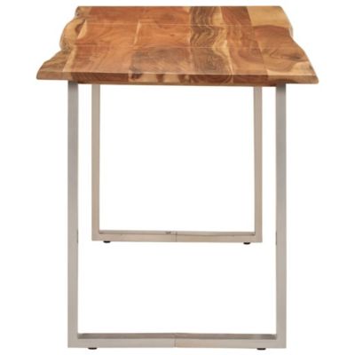 Vida XL Powder-coated steel Dining Table Natural Wood Solid Acacia wood