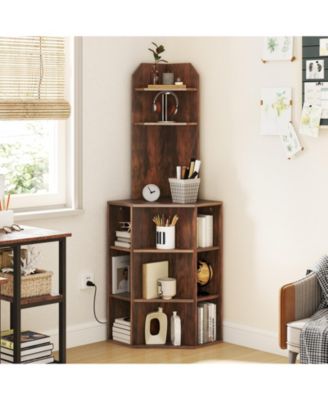 6-Tier Corner Shelf with Charging Station & USB Ports Space-Saving Storage for Home & Office