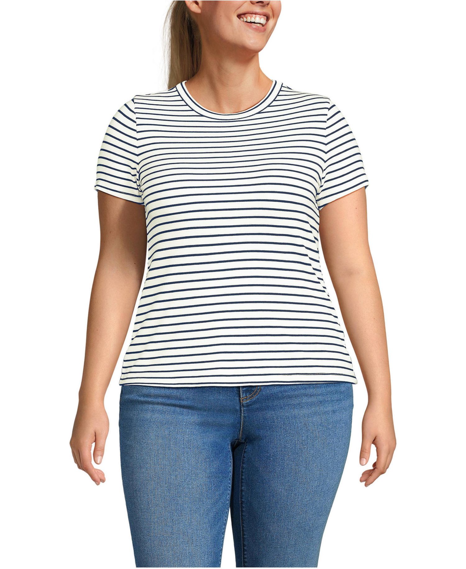 Plus Size Drapey Rib Fitted Short Sleeve Mini T-Shirt