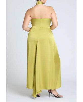 Women's Plus Size Halter Neck Satin Maxi Dress