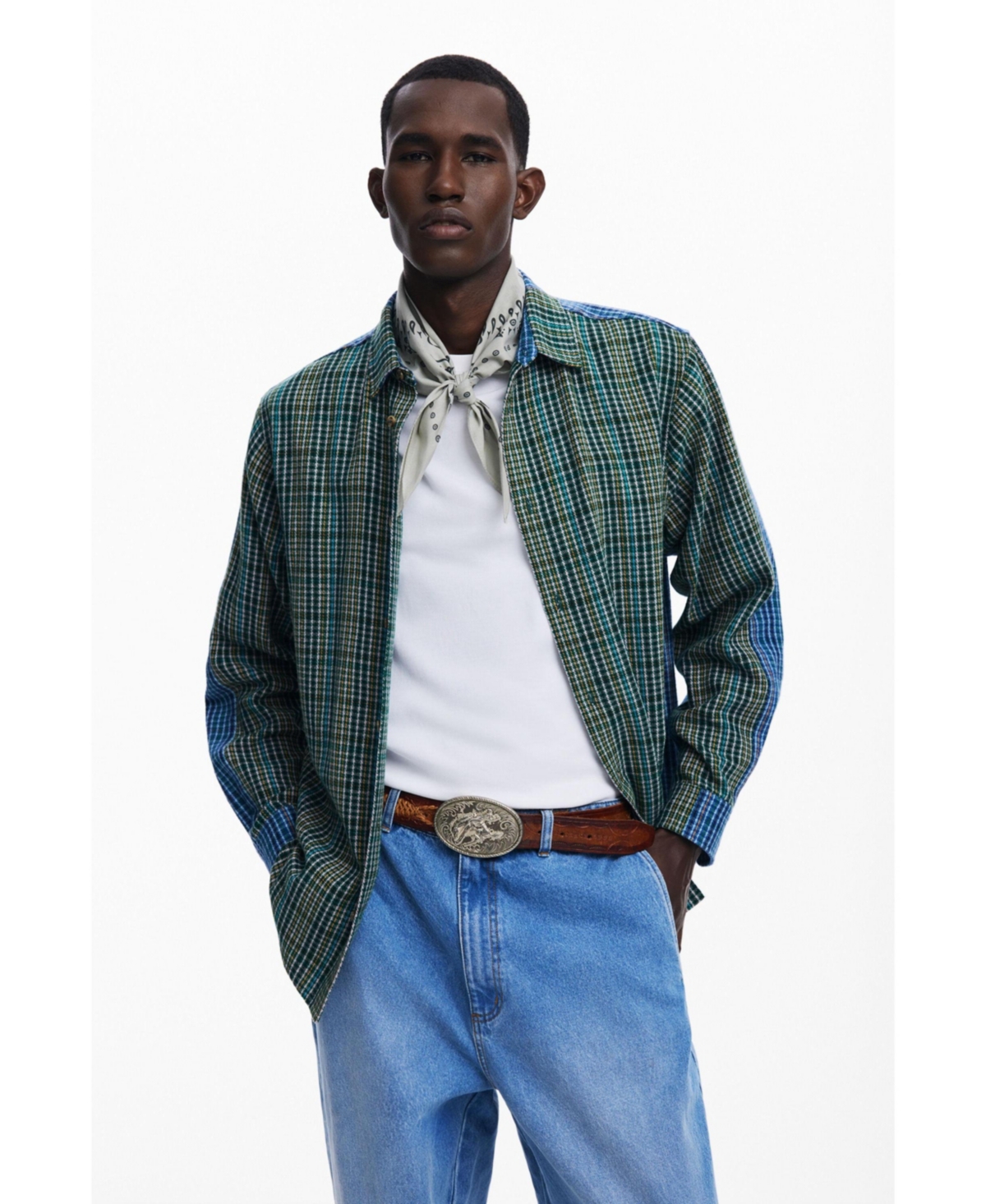 Men's Combined checkered shirt - Blue