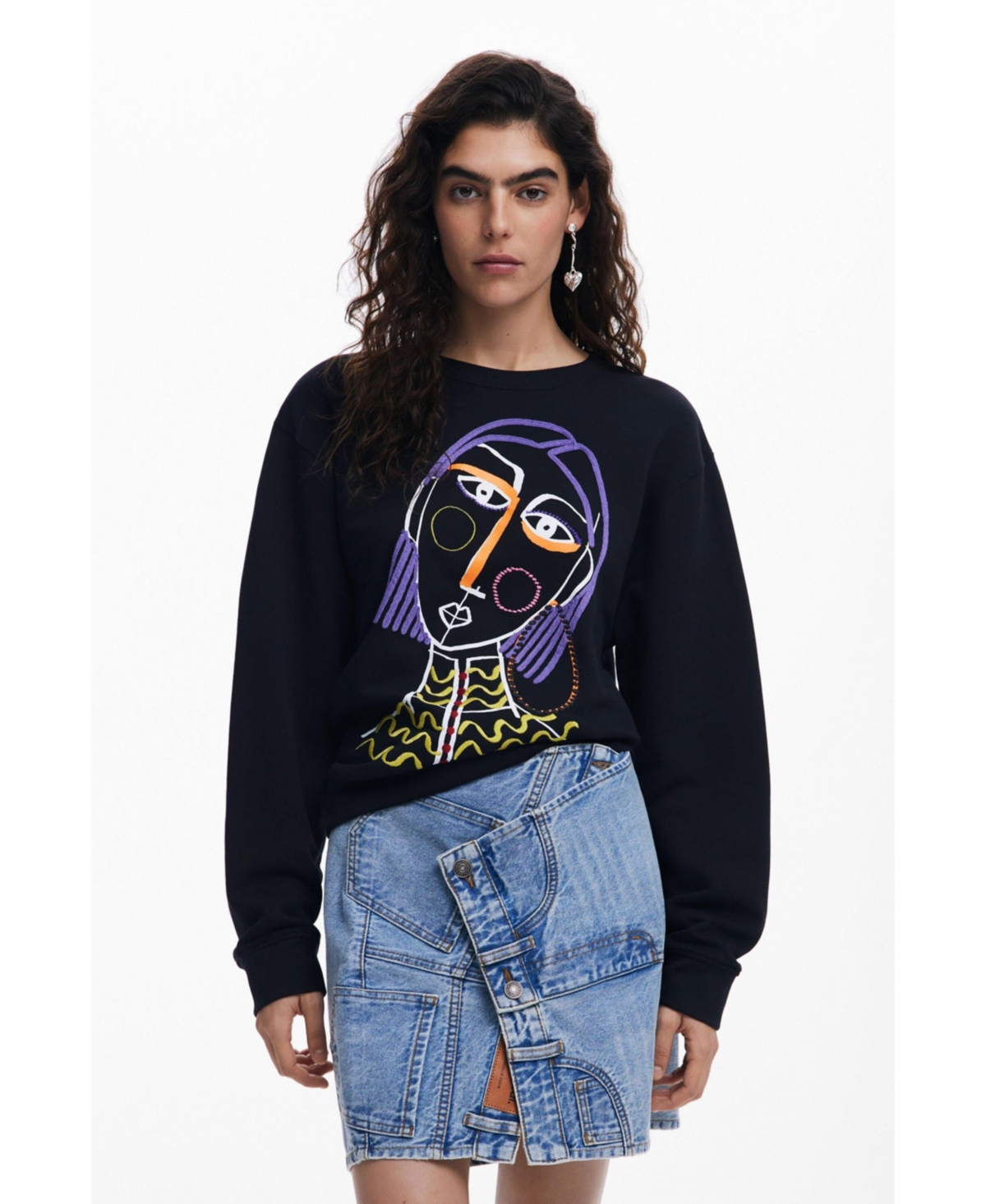 Women's Printed sweatshirt - Black