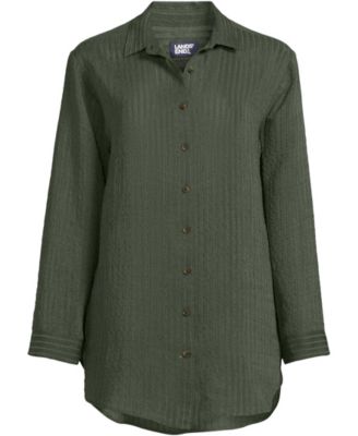 Women's Rayon Rib Button Down Cover-Up