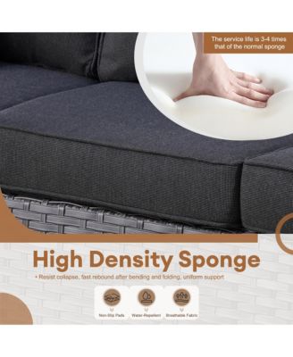 Patio Furniture Set 6 Piece Outdoor Sectional Sofa Set with Rocking Swivel Chairs Square Fire Pit Table Loveseat All Weather Wicker Rattan Conversation Sets for Yard Porch