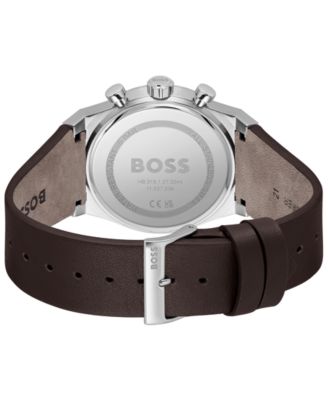 Men's Candor Quartz Chronograph Brown Leather Watch, 41mm