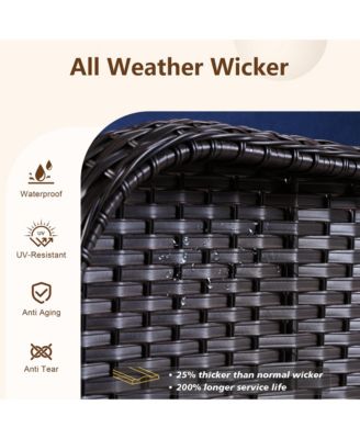 Outdoor Swivel Rocking Chairs Set, Patio Furniture Set with 50,000 BTU Rectangular Propane Fire Pit Table, 7 Pieces High Back Conversation Sofa and Side Table