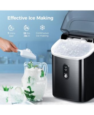 Nugget Countertop Ice Maker, Portable Pellet Ice Maker, 35 lbs/Day Chewable Ice, Self-Cleaning,Pebble Ice Maker for Home/Kitchen/Office(Stainless Steel