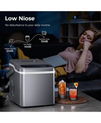 28 lbs/Day Portable Countertop Ice Maker with Handle and 2 Ice Cube Sizes