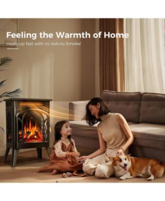 1500W Electric Fireplace Heater with 3D Flame, Remote, Timer & 5100 BTU – Freestanding Infrared Heating for Indoor Use