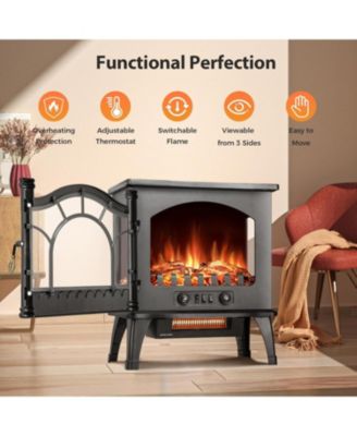 Electric Fireplace Heater, 20" Infrared Fireplace Heater 1000/1500W, 3D Realistic Flames Effect, ETL Certificated, Adjustable Flame Brightness