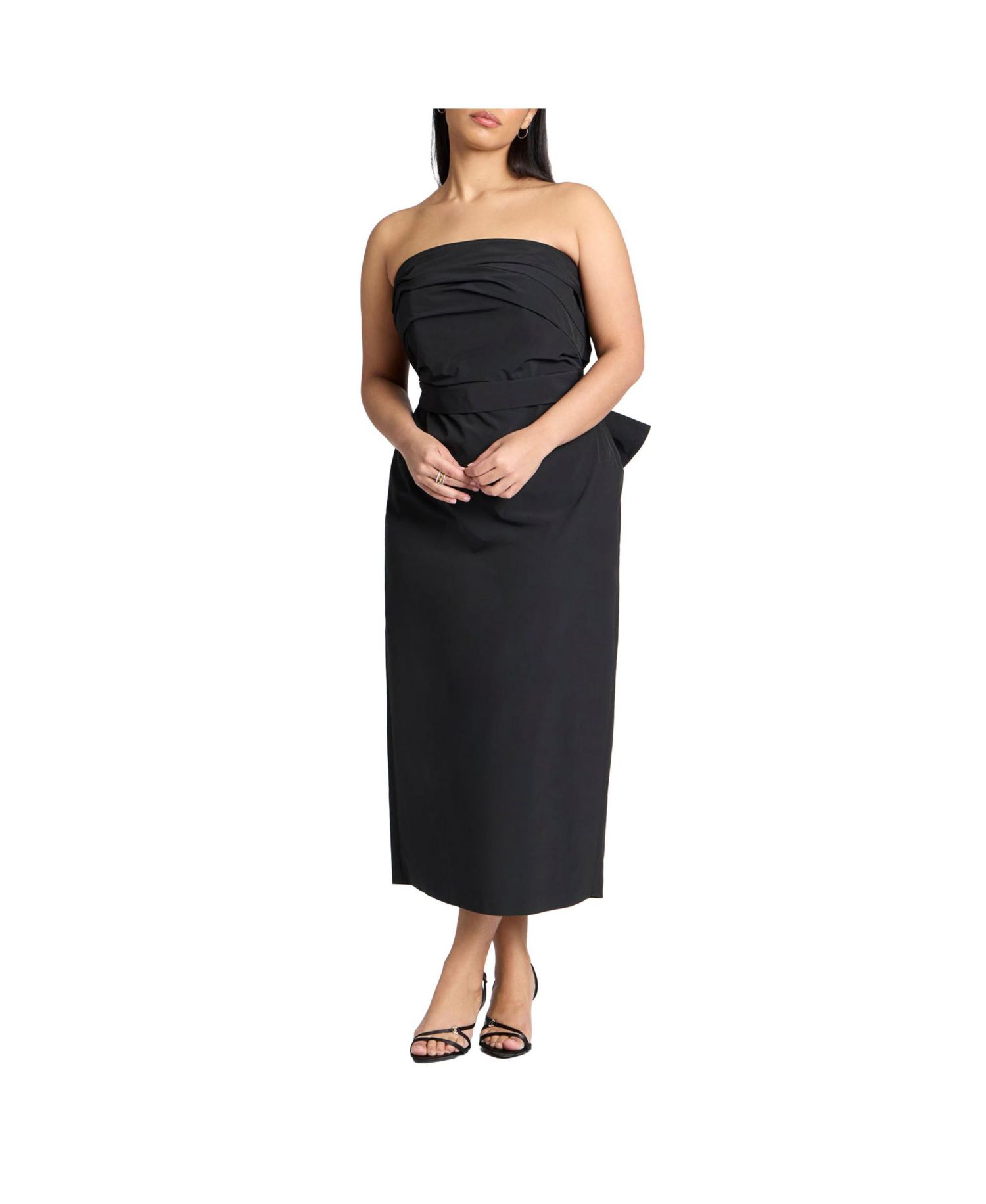Women's Pleated Bodice Bow Detail Dress
