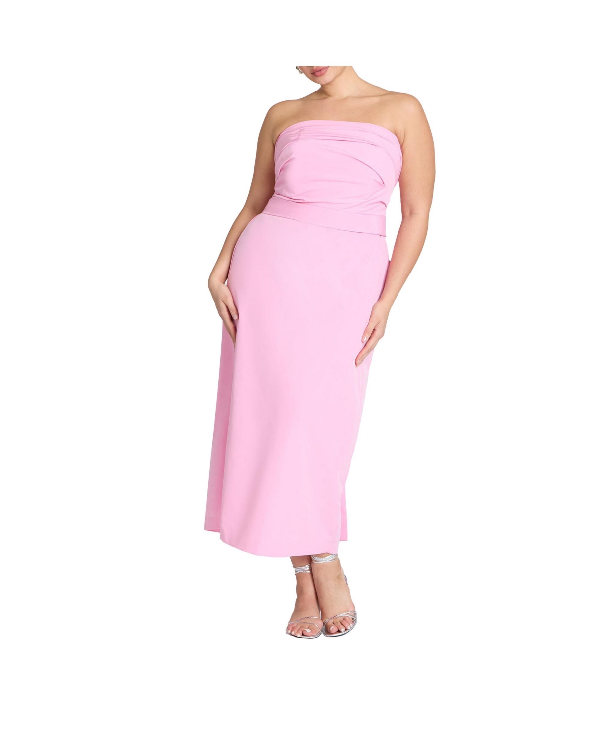 Women's Pleated Bodice Bow Detail Dress - Begonia pink
