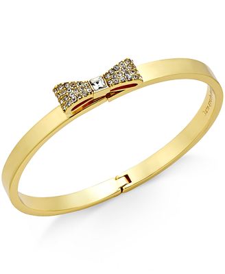 kate spade new york Gold-Tone Pavé Bow Bangle Bracelet - Jewelry ...