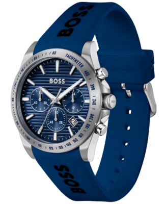 Men's Strike Quartz Chronograph Blue Silicone Watch, 41mm