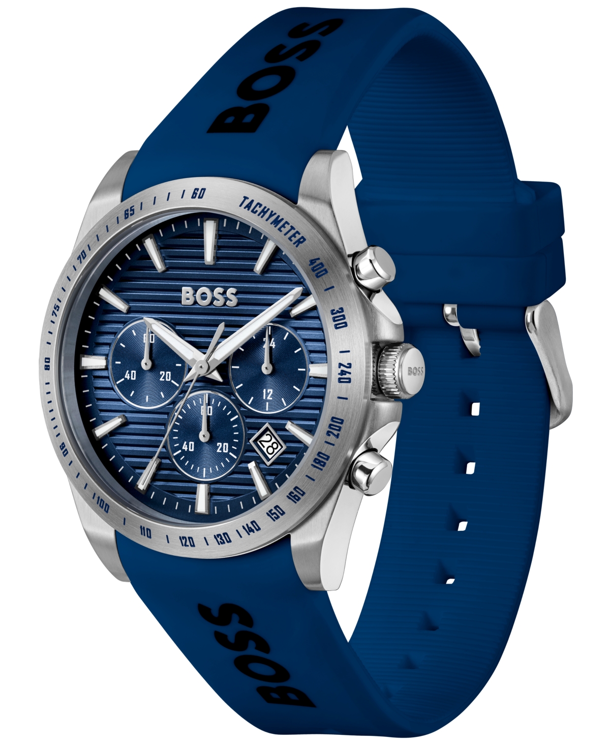 Hugo Boss Boss Strike Chronograph Silicone Strap Watch, 41mm In Blue