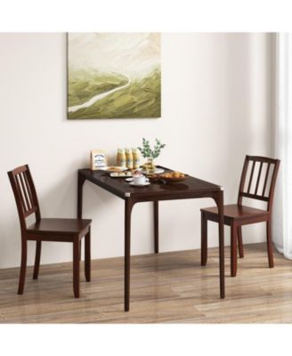 Wood Dining Chair Set of 2 with Rubber Wood Legs