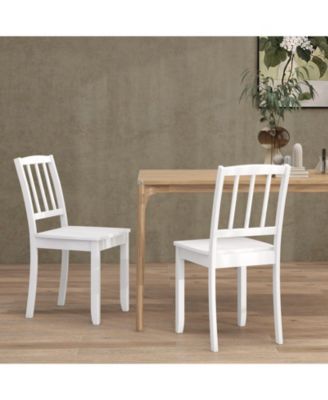 Wood Dining Chair Set of 2 with Rubber Wood Legs