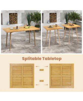 Indoor Outdoor Teak Wood Slatted Tabletop Panel Board Split in 2 Square
