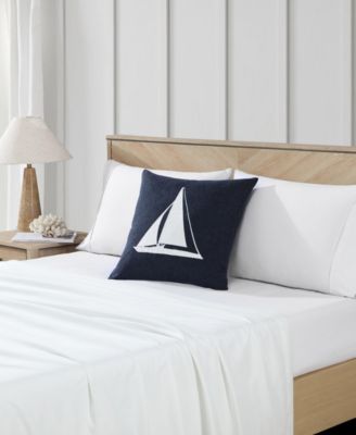Sailboat Horizons Embroidered Square Pillow, 20" X 20"