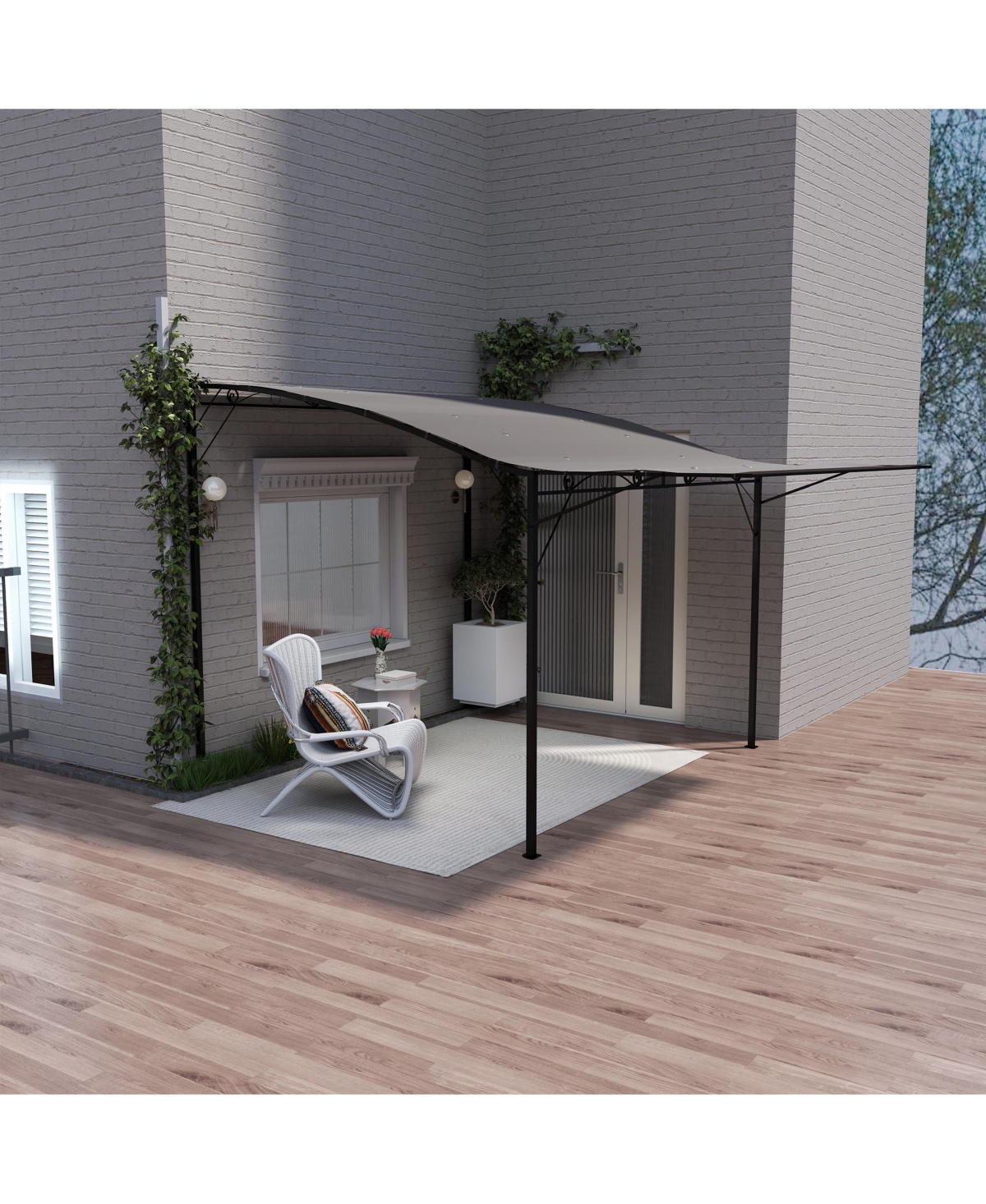 Outsunny 10' x 8' Patio Awning & Gazebo, Extendable Steel Sun Shade,