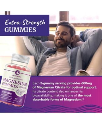 Magnesium Citrate Gummies, Absorption Magnesium for Calm, Relaxation & Digestion, Raspberry Flavor, 60ct