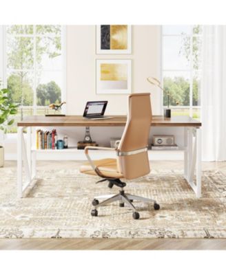 63 inches Computer Desk with Bottom Storage Shelf Home Office Desk Writing Table for Workstation, Cabinet not Included