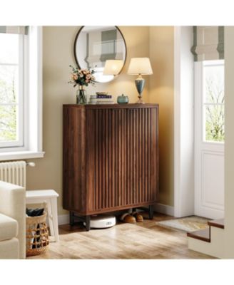 6-Tier Freestanding Shoe Cabinet with Shutter Doors and Adjustable Shelves for Entryway and Hallway