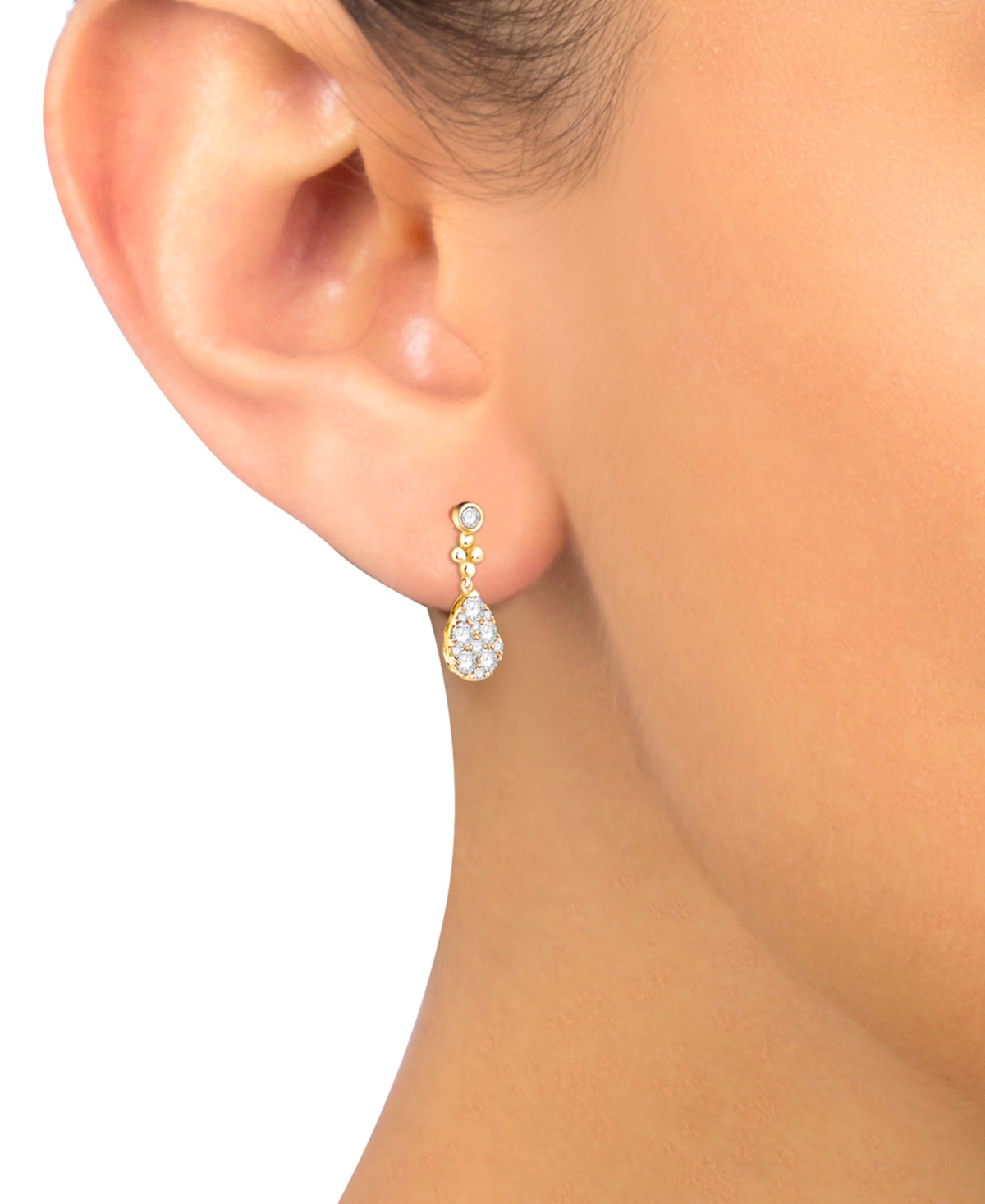 Macy's Diamond Teardrop Cluster Drop Earrings (3/4 Ct. T.w.) In 14k Gold In Yellow Gold