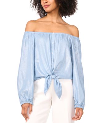 Vince Camuto - Women's Off-The-Shoulder Tie-Hem Blouse