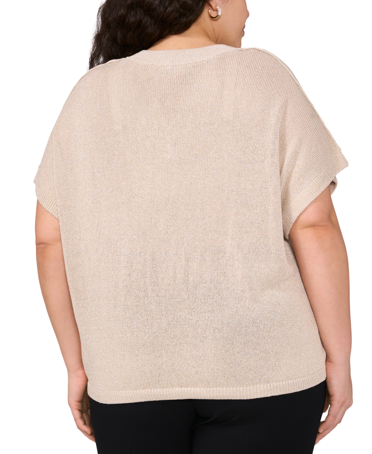 VINCE CAMUTO PLUS SIZE METALLIC DOLMAN-SLEEVE TOP 