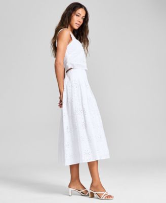 Women's Cotton Eyelet Midi Skirt, Exclusively at Macy's